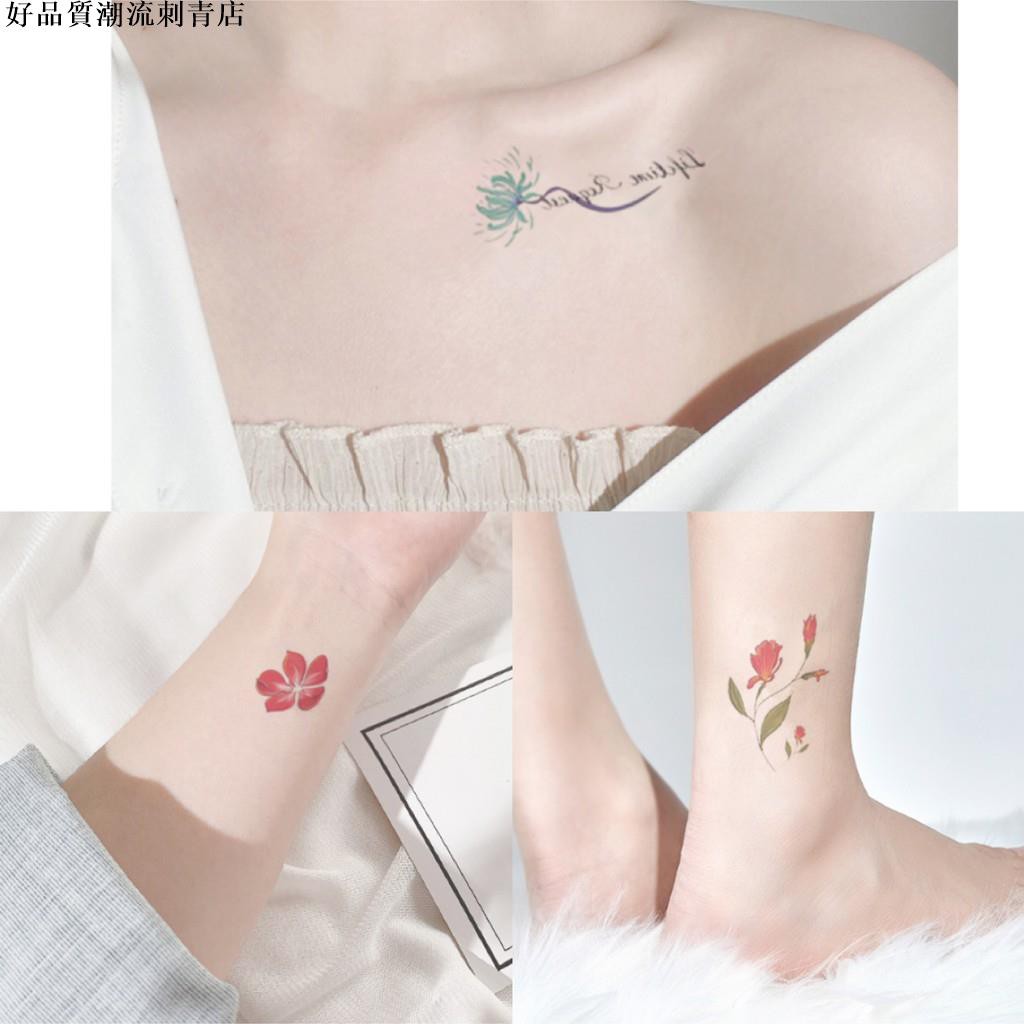 優選好貨 娛樂時尚紋身貼ins風防水女持久網紅款小紅花向日葵紋身貼紙一次性簡約手腕手臂刺青貼紙 蝦皮購物