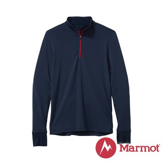 【Marmot】男 Polartec半門襟防曬抑味彈性長袖排汗衣『靛青藍』82120