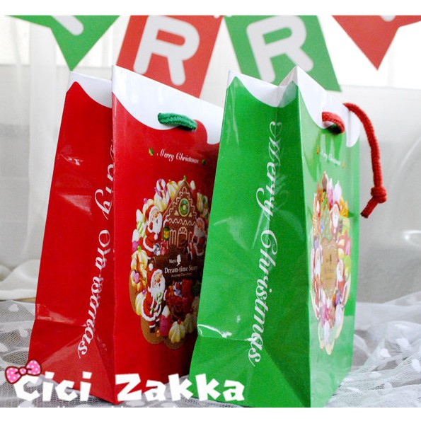 【嚴選SHOP】日本訂製款聖誕小紙袋 亮面甜品袋 禮盒袋 購物袋 手提袋 蛋糕袋 時尚袋 交換禮物 包裝送禮【X023】