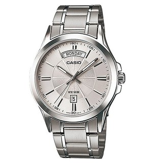 CASIO 優雅奢華型男不鏽鋼日曆星期腕錶 MTP-1381D-7A