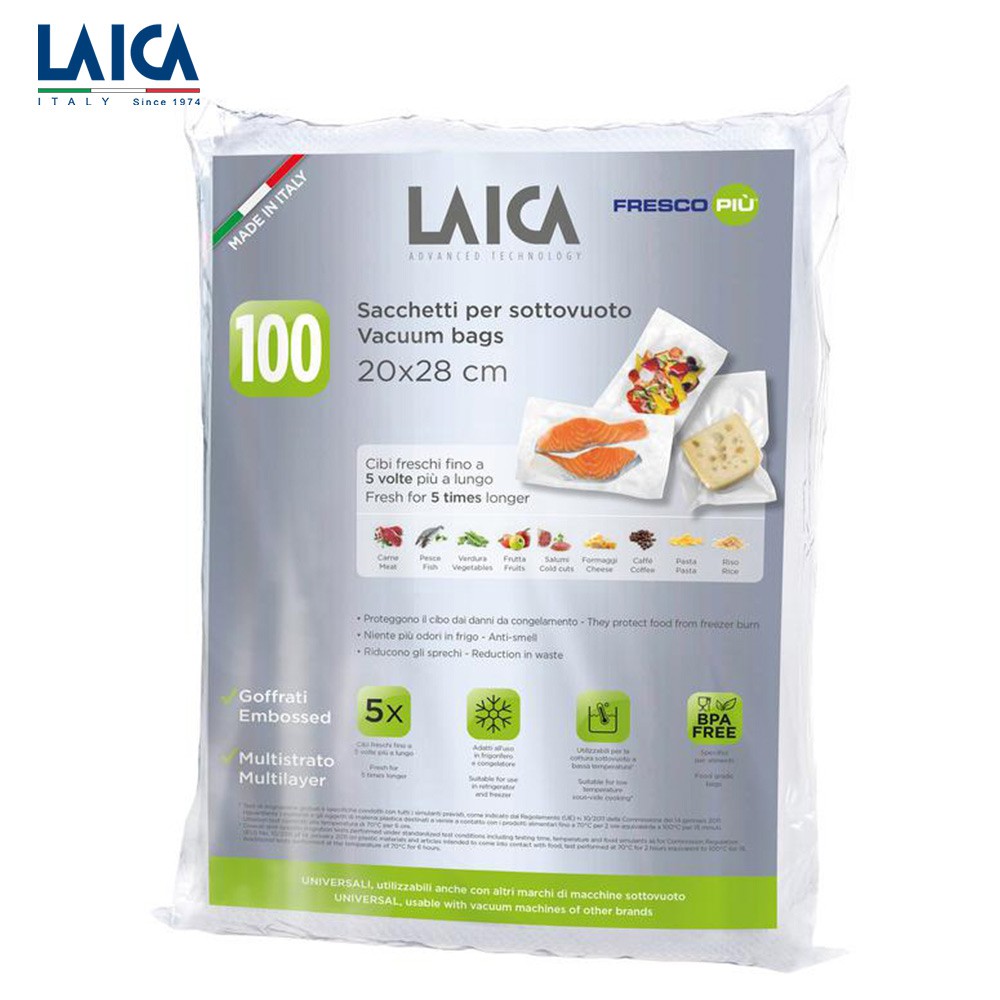 LAICA 萊卡 義大利進口 網紋式真空包裝袋 袋式20x28cm(100入) VT35012 現貨 廠商直送
