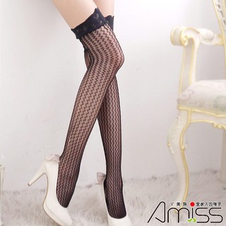 Amiss襪子團購網【A821-1】歐風大腿造型系列-蕾絲閃電網