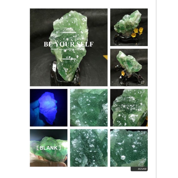 河南信陽 極品綠螢石 二次結晶 帶螢光 426g*高10.8*長9.8*厚5.5公分#606