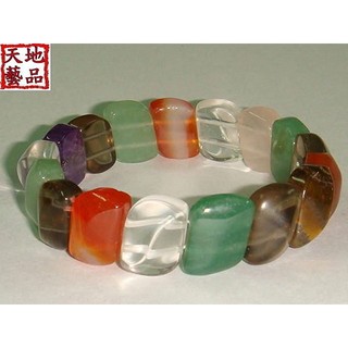 天地 藝品 招財 至尊 天然 完美 ( 五行 五色 ) 水晶 手鍊 淨重 39 公克 A317-b 我很 靈驗 喔 !