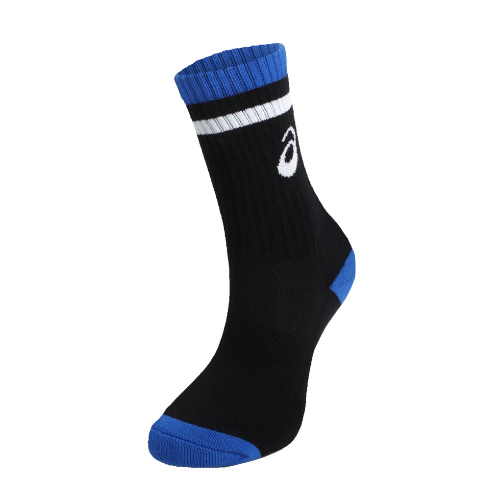 ASICS 排球襪(台灣製 襪子 中筒襪 慢跑 路跑 亞瑟士 黑藍白