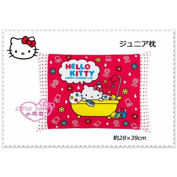 ♥小花花日本精品♥ Hello Kitty 嬰兒枕枕頭紅色側姿花朵55011709