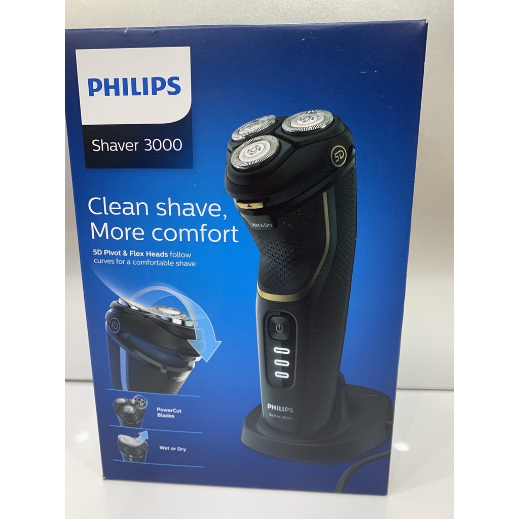 PHILIPS SHAVER3000 舒適淨刮刀鋒系統 立體貼面**全新未開封***