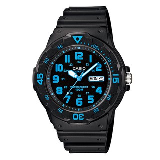 【KAPZZ】CASIO 簡約 時尚 潛水風DIVER LOOK 運動錶 (黑藍) MRW-200H-2B