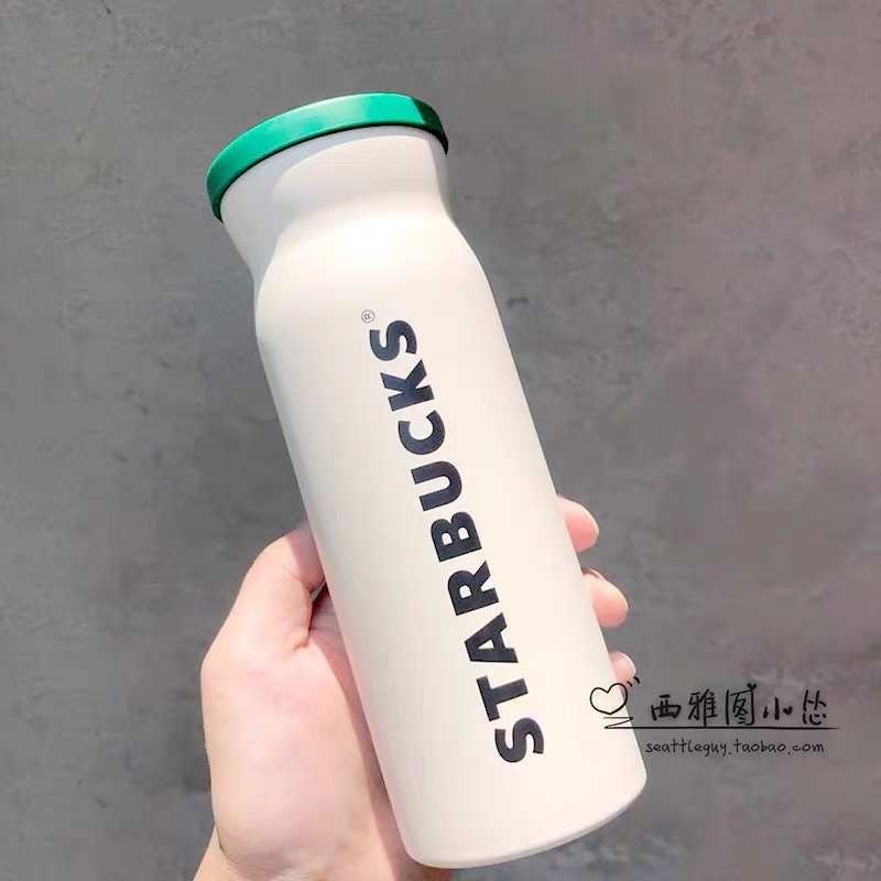 Starbucks官方正品！韓國星巴克杯子白色綠蓋保溫吸管杯隨行杯車載桌面杯清果汁珍奶茶奶昔茶水咖啡杯355ml