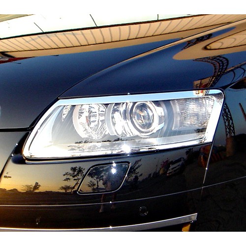 圓夢工廠 Audi 奧迪 A6 C6 2004~2010 改裝 鍍鉻銀 車燈框飾貼 前燈框 頭燈框