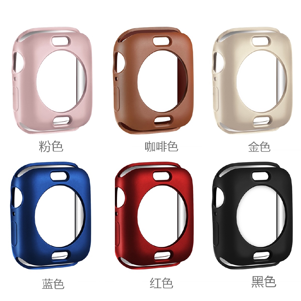 蘋果手錶保護殼 TPU電鍍半包保護套 IWatch 4 素色保護殼 Apple Watch 44/40mm半包軟殼情侶款