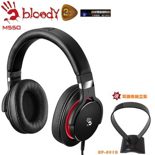 【A4 bloody】魔磁雙振膜高質音樂耳機 - M550-(黑紅)-贈價值350元耳機收納立架