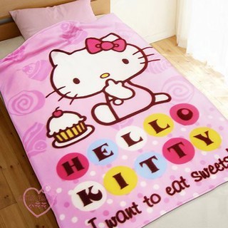 ♥小公主日本精品♥HelloKitty我愛甜點刷毛毯輕柔舒適毯午睡毯萬用小棉被小毯子小毯毯22519108