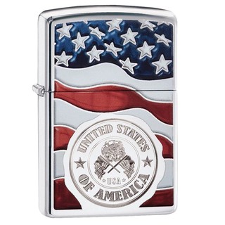 Zippo 美製 燃油式煤油防風打火機 American Stamp on Flag 榮耀 29395 不含燃油