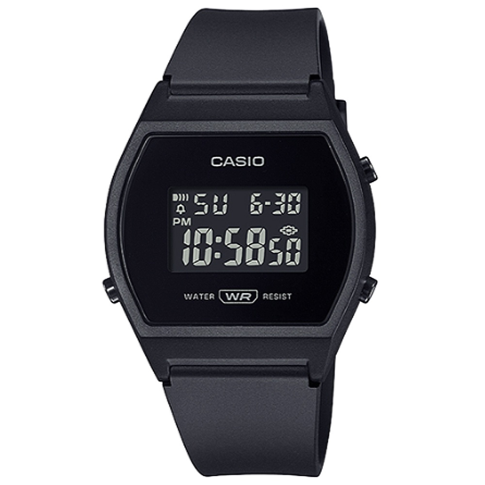 【CASIO】卡西歐酒桶型膠帶電子錶-黑(LW-204-1B)台灣卡西歐保固一年