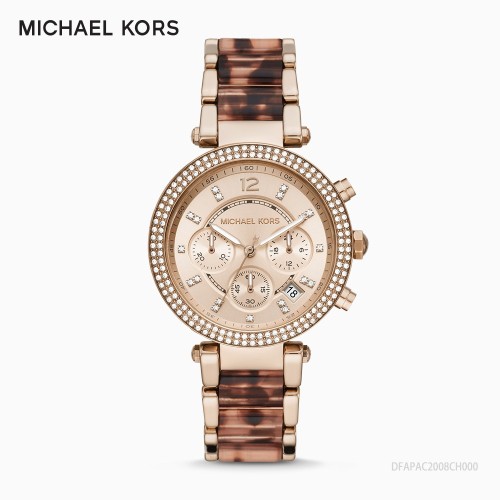 MICHAEL KORS 經典玳瑁三眼時尚腕錶MK6832