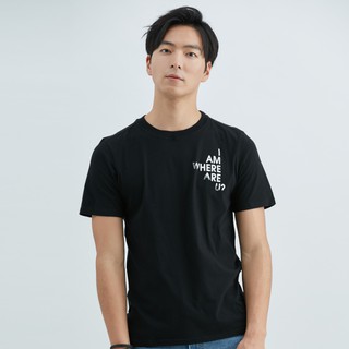 【ERSS】純棉觸電印花圓領T恤 - 男 黑色 K70117