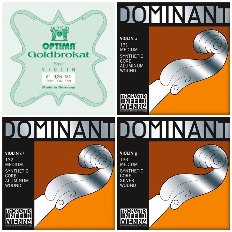【筌曜樂器】全新 Optima (Lenzner) 經典 小提琴E弦+Dominant-A+D+G弦 (一套4弦)