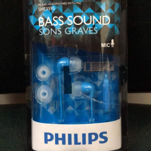 【下殺出清】 PHILIPS入耳式耳機麥克風SHE3595 （藍/白/黑）