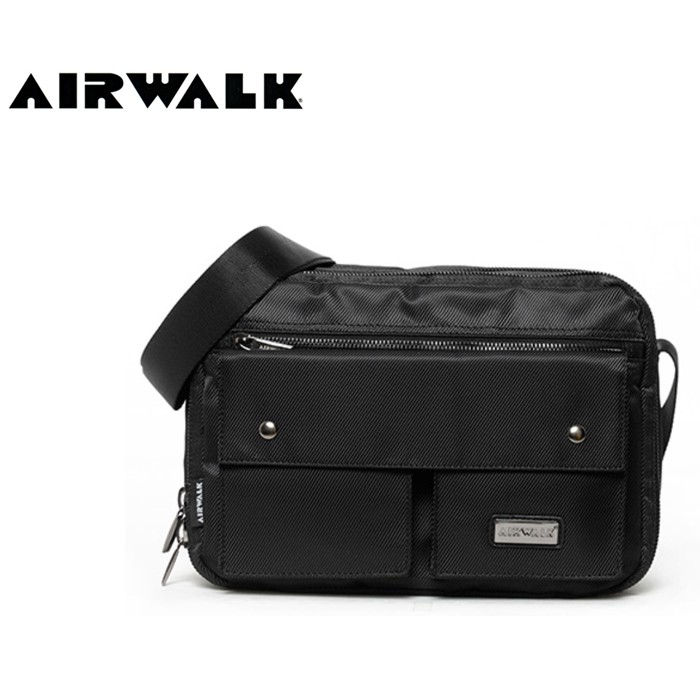 【鞋印良品】美國 AIRWALK 遊走時空系列 多功能 側背包 斜背包 A511310120 黑色 休閒 旅遊 好收納