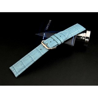 168錶帶配件~ 22mm非swiss,水晶鑽錶必備天藍色鱷魚紋,真皮錶帶,不鏽鋼製錶扣