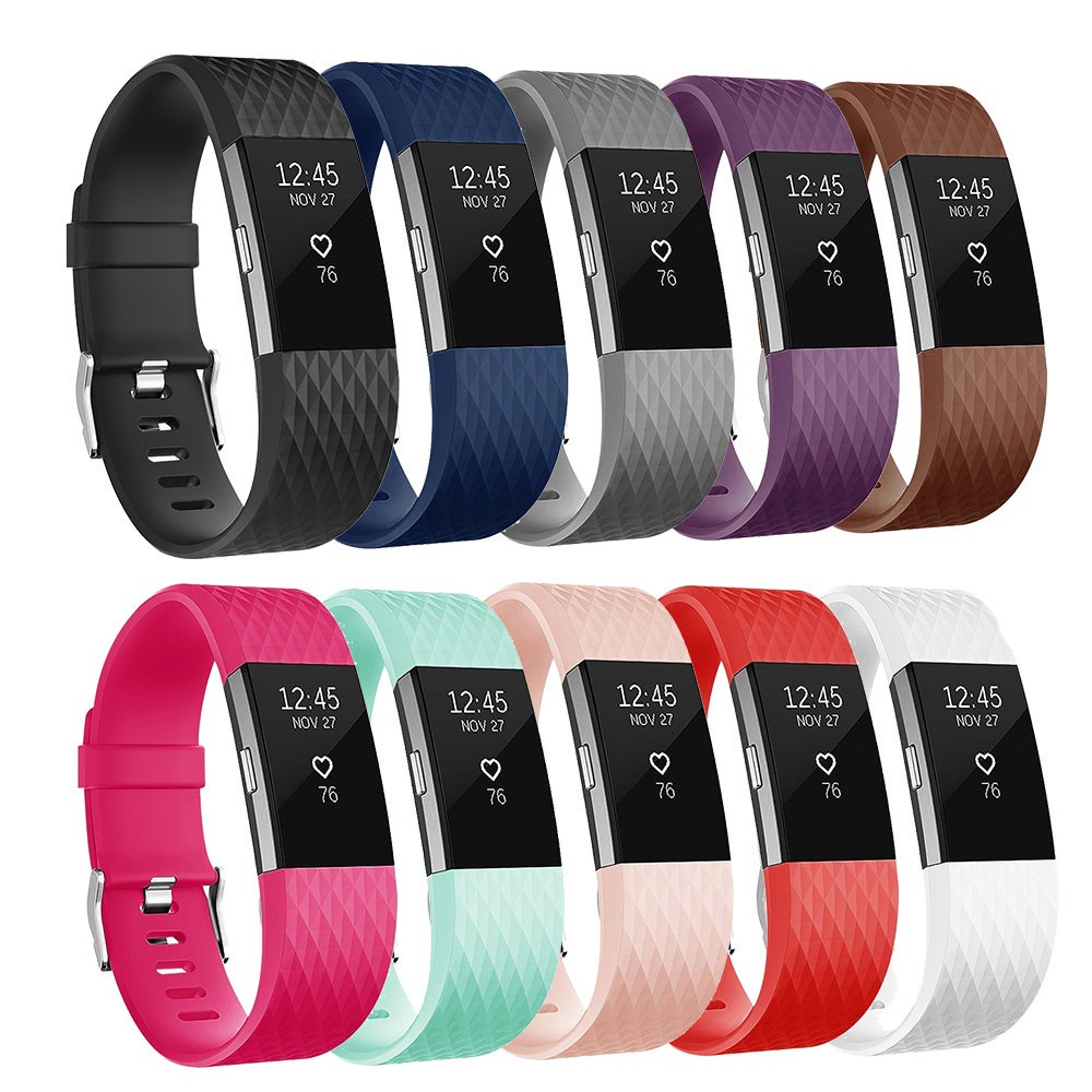 Fitbit charge 2 矽膠錶帶 錶帶 charge2 替換錶帶 運動錶帶 菱形紋錶帶