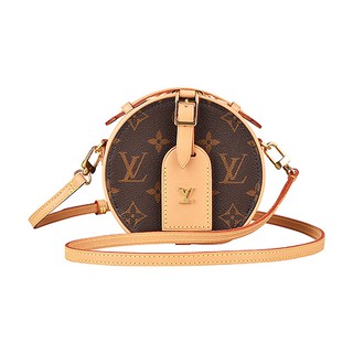 LV M44699 MINI BOÎTE CHAPEAU花紋LOGO Monogram帆布拉鍊手提斜背包(棕)