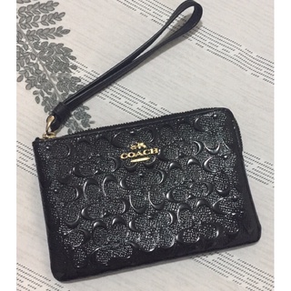 全新正品👝COACH燙金馬車LOGO全牛皮單層L型拉鍊手拿包 零錢包 手機包