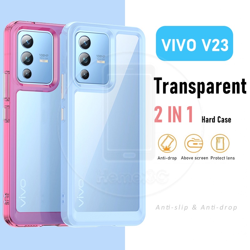 Vivo V23 5G 外殼透明亞克力防震硬手機殼保護套