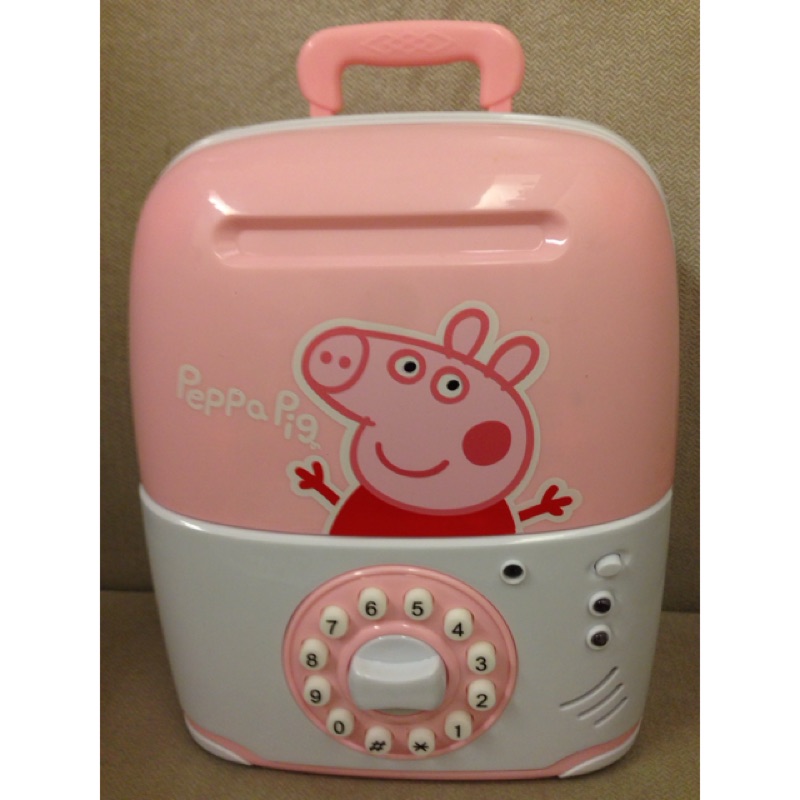 😘粉紅豬小妹妹佩佩豬🐷 拉桿行李箱造型自動存錢筒😘2手