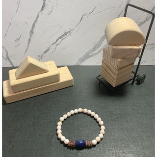 [ Half Face ] 天然石 水晶 礦石 手工創作飾品 青金石＆紅髮晶＆紅口硨磲 純銅配件彈性手環