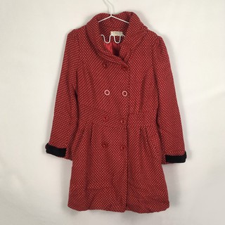 日韓 不撞款 可愛蝴蝶結 洋裝式 紅色 修身 大衣 外套
