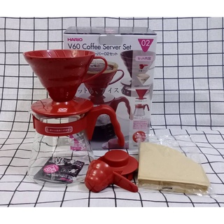 Hario V60濾杯 咖啡濾杯組 700ml 紅色樹脂濾杯1-2人份咖啡玻璃壺