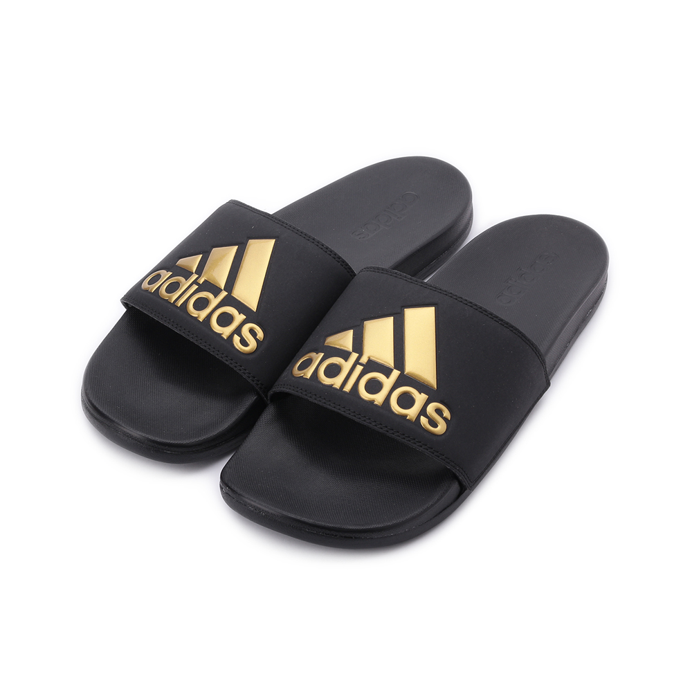 ADIDAS ADILETTE COMFORT 皮革運動拖鞋 黑金 EG1850 男鞋