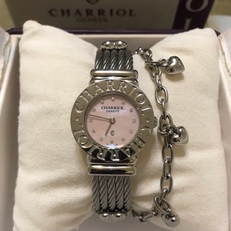 CHARRIOL 夏利豪+寶格麗22mm  2只女錶 （原廠真品九成五新）盒單全