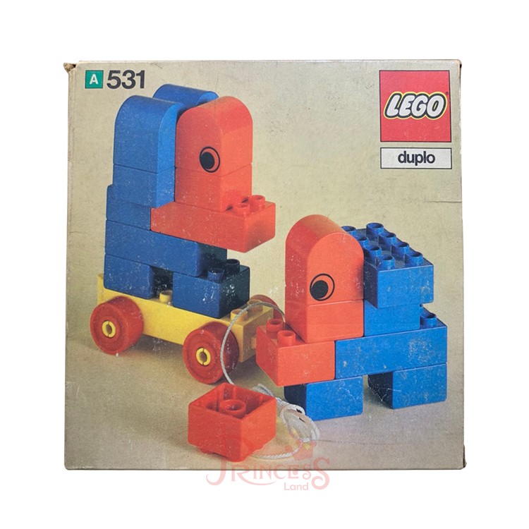 公主樂糕殿 LEGO 樂高 絕版 盒裝 全新 1976年 531 Duplo 得寶 大象 拖車 牽繩 基本磚 動物