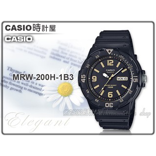 CASIO 卡西歐 MRW-200H-1B3 手錶專賣店 男錶 樹脂錶帶 100米防水 日和日期顯示 MRW-200H