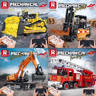 ❉❧臻磚Reobrix22001-5科技機械工程堆土機遙控叉車拼裝積木玩具模型