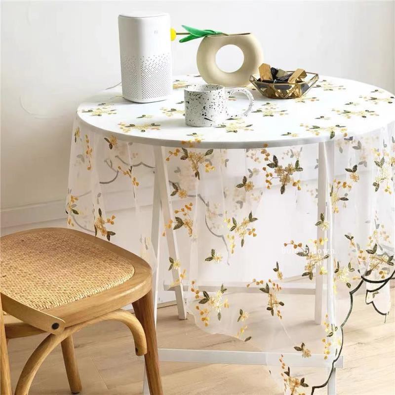 ins復古碎花網紗桌布擺拍背景布蓋布軟裝vintage刺繡蕾絲精致桌布 蝦皮購物