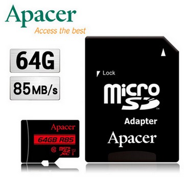 (全新) Apacer宇瞻 64GB MicroSDXC UHS-I Class10 記憶卡(85MB/s)
