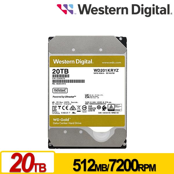 【含稅公司貨】WD威騰 金標 20TB 3.5吋企業級硬碟HDD 彩盒裝 WD202KRYZ