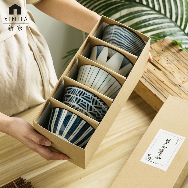 日式和風餐具組  5吋手繪碗套裝禮盒 中碗器皿
