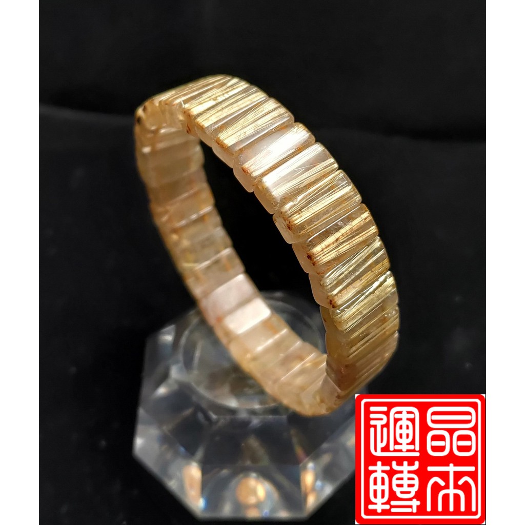 [晶來運轉]鈦晶手排33.3g 13mm手圍18(Gold Titanium Rutilated Quartz)
