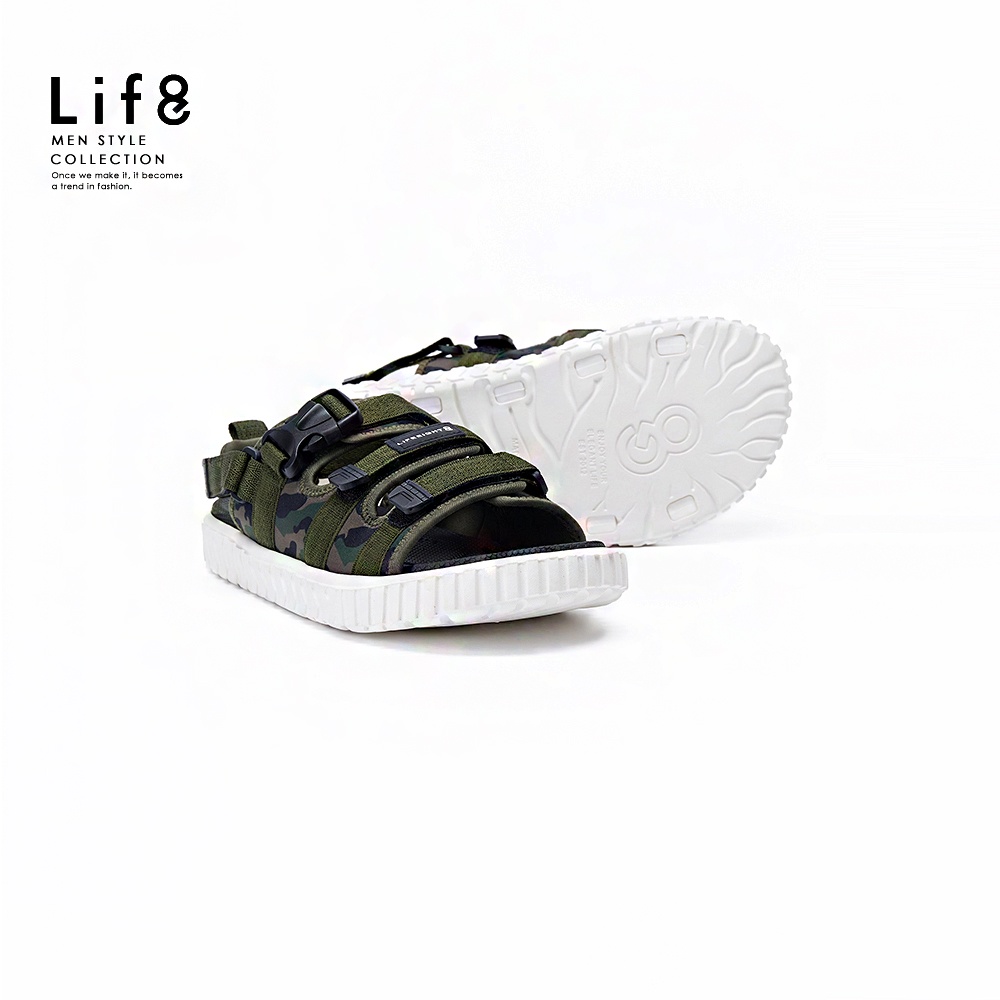 Life8-Sport 潛水布 餅乾涼拖鞋(兩用款)-19022-迷彩綠