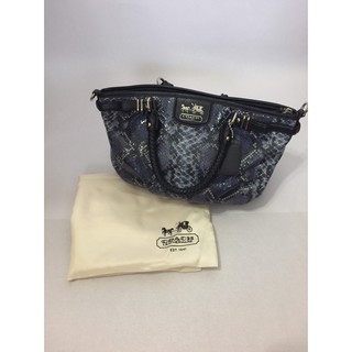 Coach 限定蛇紋船型手提/肩背/斜背托特包 深藍色 ★全新正品、限面交★