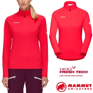 【MAMMUT 長毛象】女款吸濕快乾半開襟拉鍊立領衫 Snow ML Half Zip Pull/ 日落紅_02410