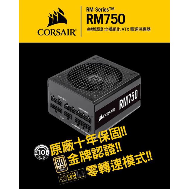 【CORSAIR 】海盜船 RM系列 RM650  80PLUS金牌 全模組 電源供應器 十年保固
