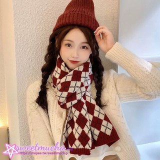 🎀現貨秒出🎀ins 韓風韓系💗高階感 柔軟紅色菱格紋圍巾 格子圍巾 聖誕節圍巾 紅格紋圍巾毯子披風 保暖加厚英倫針織圍巾