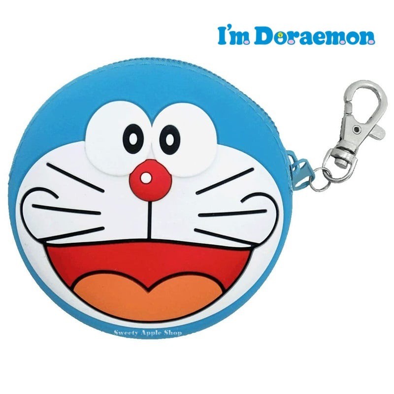 哆啦a夢【 TW SAS 日本限定 】DORAEMON  笑臉版 掛勾 矽膠 零錢包 / 收納包