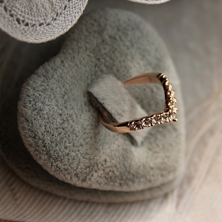 韓國時尚戒指精緻首飾v形獨特設計鑽石小指戒指尾戒鋁合金